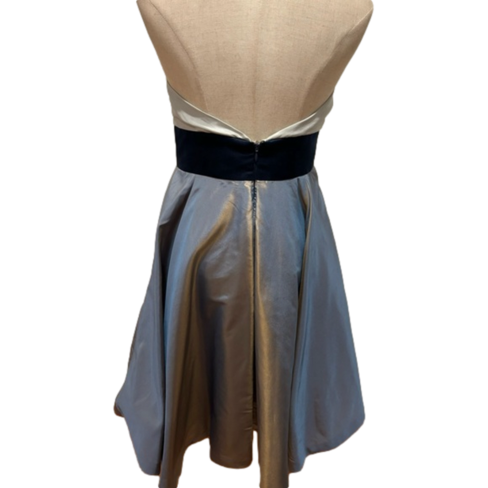 90s SILK VIVIENNE TAM STRAPLESS PLEATED BODICE TAFFETA DRESS FIT & FLARE SZ 6 - Picture 5 of 15